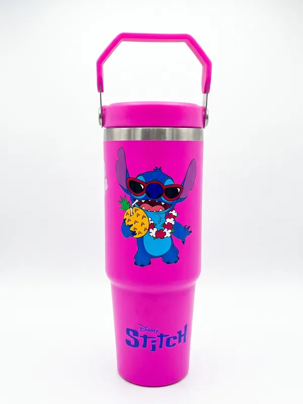 Termo Stitch Piña Fucsia 900ml con Asa